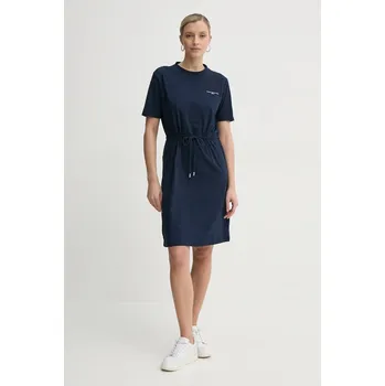Dámské šaty Bavlněné šaty Tommy Hilfiger tmavomodrá barva, mini, WW0WW40734 59A, vel. S