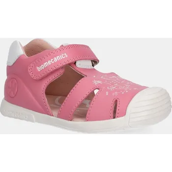 Dívčí sandály Dětské kožené sandály Biomecanics růžová barva, 252108 39X, EUR 18