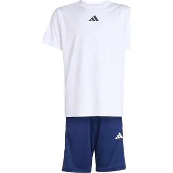 Chlapecké tričko adidas Train Essentials 3-Stripes T-Shirt Set Juniors White/Dk Blue 11-12 Years