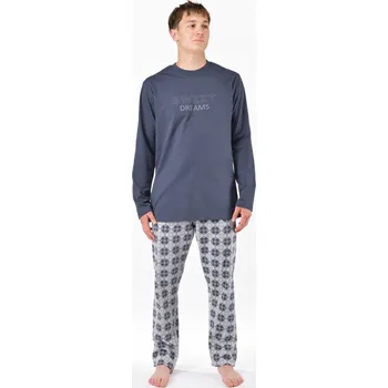 Pánské pyžamo Pánské pyžamo dlouhé 79205P - tm. šedá šedá - XXXL