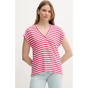 Pánské oblečení Tričko s příměsí lnu United Colors of Benetton 38O0D10A8 růžová 42X, vel. XL