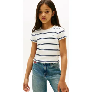 Dětské tričko Tommy Hilfiger KG0KG08590.104.122.9BYA béžová 01X, vel. 116