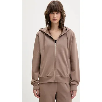 Dámská mikina Mikina Guess SOFIA dámská, béžová barva, s kapucí, hladká, O5RQ01 KCO31 O5RQ01.KCO31 88X, vel. XS