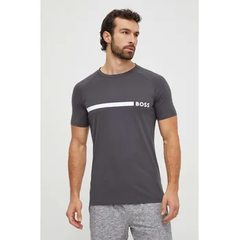 Bavlněné tričko BOSS T-Shirt RN Slim Fit pánské, šedá barva, s potiskem, 50517970 90X, vel. S