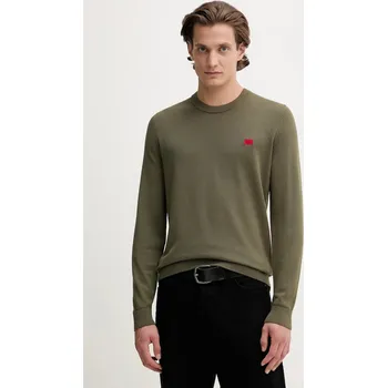 Pánský svetr Bavlněný svetr HUGO San Cassius-C1 zelená barva, 50475083 78C, vel. L