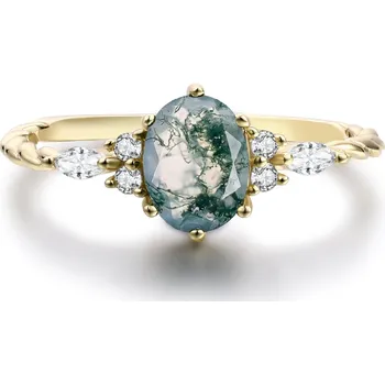 Prsten Olivie Stříbrný prsten MECHOVÝ ACHÁT GOLD 8390 Velikost prstenů: 7 (EU: 54-56) Ag 925; ≤1,8 g.