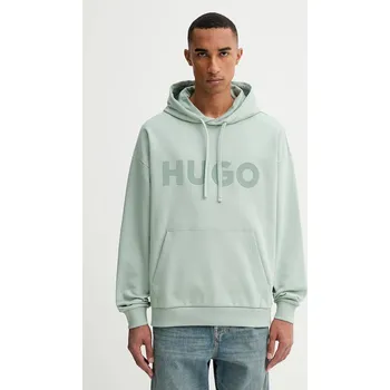 Pánská mikina Bavlněná mikina HUGO Ditchle pánská, černá barva, s kapucí, s potiskem, 50529090 70X, vel. XL