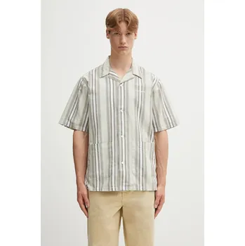 Pánská košile Košile s příměsí lnu Carhartt WIP S/S Folsey, M, béžová, 12X