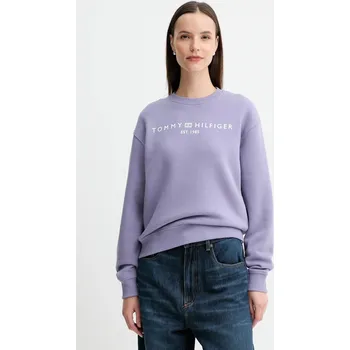 Dámská mikina Mikina Tommy Hilfiger dámská, modrá barva, s potiskem, WW0WW39791 04X, vel. M