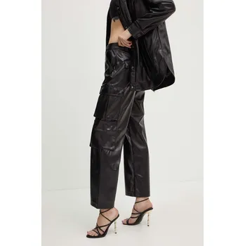 Dámské kalhoty Kalhoty Guess KORI dámské, černá barva, jednoduché, high waist, W4YB11 WF8Q0 W4YB11.WF8Q0 99X, vel. L