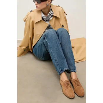 Dámské polobotky Semišové polobotky Answear.LAB dámské, hnědá barva, na plochém podpatku 4006-01 82X, EUR 41