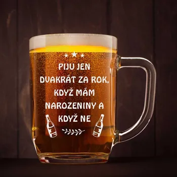 Sklenice Půllitr s pískovaným motivem "DVAKRÁT ZA ROK"