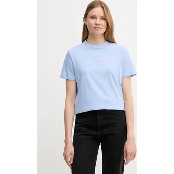 Dámské tričko Bavlněné tričko Calvin Klein Jeans dámské, fialová barva, LV047C863G 05A, vel. XS