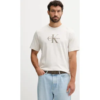Pánské tričko Tričko Calvin Klein Jeans LV04RB862G béžová 01X, vel. S