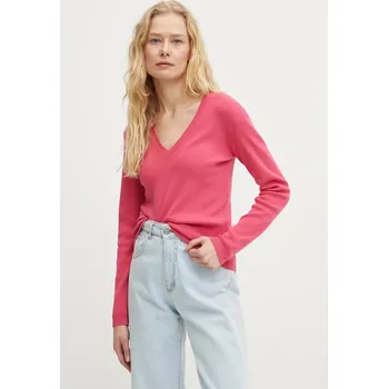 Dámský svetr Bavlněný svetr United Colors of Benetton růžová barva, lehký, 1091D4625 42A, vel. XS