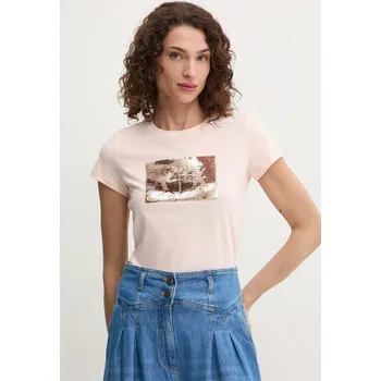 Bavlněné tričko Armani Exchange růžová barva, 8NYTDL YJ73Z 8NYTDL.YJ73Z 24X, vel. S