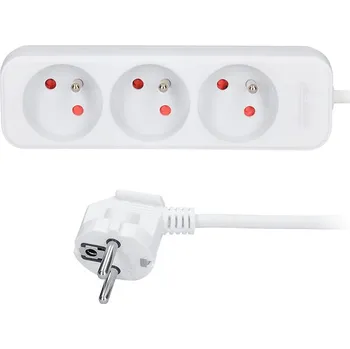 Prodlužovací kabel Solight PP04X prodlužovací přívod 5m, 3 zásuvky, 16A/3680W, PVC, bílý
