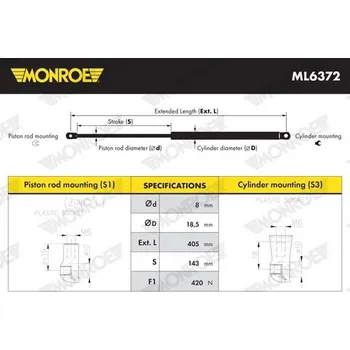 Karosérie Pneumatická pružina, zavazadlový / nákladový prostor MONROE ML6372