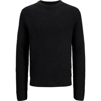 Pánský svetr Jack and Jones Global Crew Knitted Jumper Mens Plus Size Black 4XL