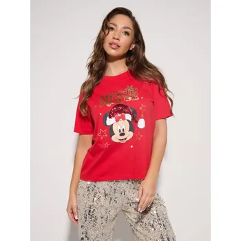 Sinsay - Bavlněná košilka s potiskem Mickey Mouse - červená - 513FG-33X - 513FG-33X-XS
