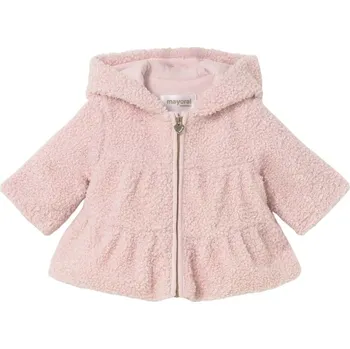 Kojenecká bunda MAYORAL kabátek dívčí plyšový s kapucí sv. růžová vel. 70 cm