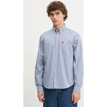 Pánská košile Bavlněná košile HUGO Evito pánská, černá barva, slim, s límečkem button-down, 50479302 95C, vel. XXL