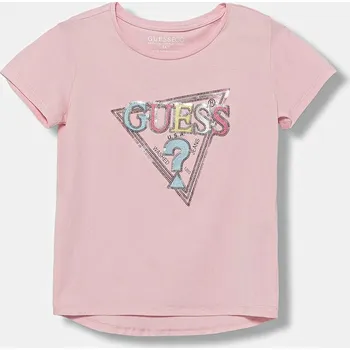 Dívčí tričko Dětské tričko Guess růžová barva, K5YI06 K6YW4 K5YI06.K6YW4.9BYA 30X, vel. 113-118