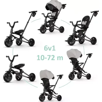 Dětská tříkolka QPLAY Skládací tříkolka NOVA Niello Grey, věk 10-72 měsíců