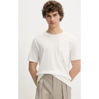 Dámské tričko Tričko s příměsí lnu United Colors of Benetton růžová barva 33CMU101R 00A, vel. L