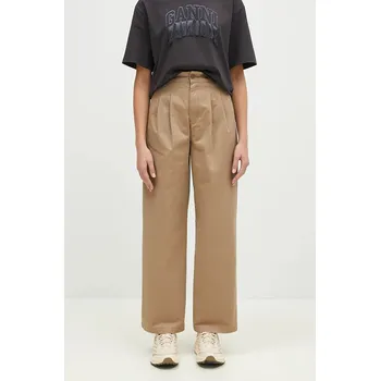 Bavlněné kalhoty Carhartt WIP Leola Pant béžová barva, střih chinos, high waist, I033147.8Y06, 25, 12X