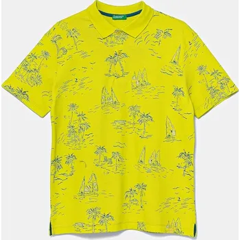 Chlapecké tričko Dětská bavlněná polokošile United Colors of Benetton 36Y4C301W.G.Seasonal žlutá 10A, vel. 168
