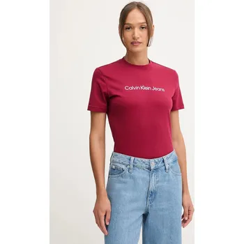 Dámské tričko Bavlněné tričko Calvin Klein Jeans dámské, bílá barva, LV047C912G 83X, vel. S