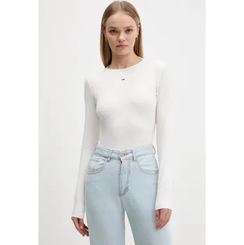 Dámské tričko Tričko s dlouhým rukávem Tommy Jeans 2-pack dámské, bílá barva, DW0DW17716 00B, vel. L