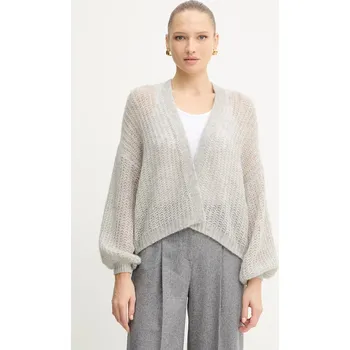 Dámský svetr Kardigan s příměsí vlny BOSS Orange C_Furgovia 50545878 šedá 09X, vel. M