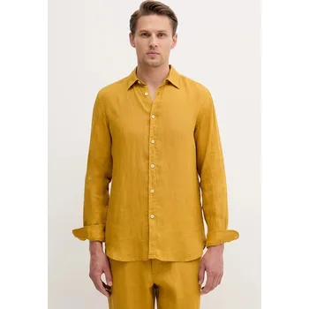 Pánská košile Lněná košile United Colors of Benetton 5BKU5QJG8 žlutá 18X, vel. M