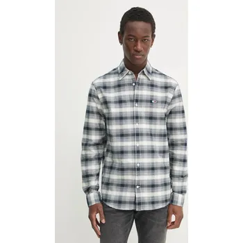 Pánská košile Košile Tommy Jeans pánská, tmavomodrá barva, regular, s klasickým límcem, DM0DM21096 59X, vel. XXL