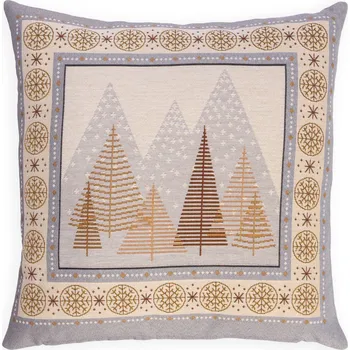 Povlak na dekorativní polštářek Tegatex Povlak na polštářek 42*42 cm Vánoční stromy šedé