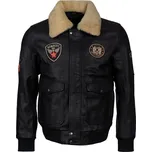 Pánská Kožená Bunda Pilot Royce Pravý Kožíšek Brixton Černá Velikost: L