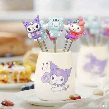 Party nádobí Napichovátka - SANRIO - KUROMI - 6 ks (Značka: ONE SIMPLE SHOP)