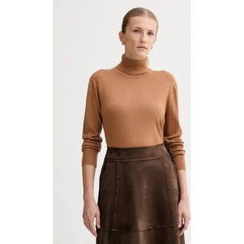 Pánský svetr Svetr s příměsí vlny Calvin Klein hnědá barva, s golfem, LV044D371G 82X, vel. XS