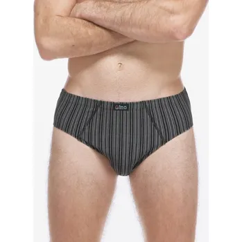 Slipy GINA pánské slipy se širším bokem, širší bok, šité 71140P - černá tm. šedá - 50/52