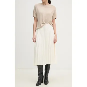 Dámská sukně Sukně Tommy Hilfiger béžová barva, midi, áčková, WW0WW43886 01X, vel. 42