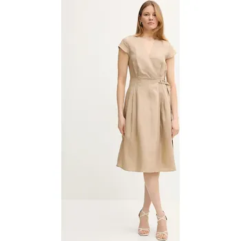 Dámské šaty Šaty s příměsí lnu Twinset 251TT2072 béžová 80X, vel. 36