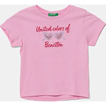 Dětské bavlněné tričko United Colors of Benetton růžová barva, 3I1XG10JB 3I1XG10JB.P.Seasonal 30X, vel. 82
