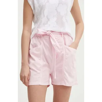 Dámské kraťasy Kraťasy Pepe Jeans VALLE dámské, růžová barva, hladké, high waist, PL801097 30X, vel. M