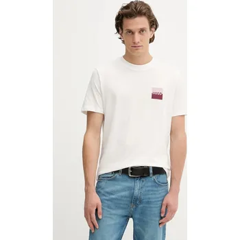 Bavlněné tričko HUGO Dapusi 50544458 béžová 01X, vel. L