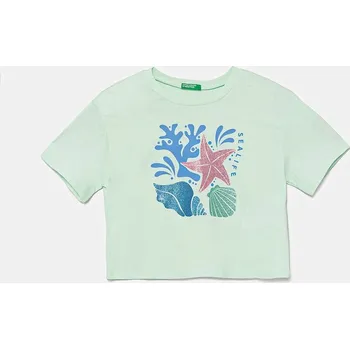 Dětské bavlněné tričko United Colors of Benetton zelená barva, 35RYC10OZ 35RYC10OZ.G.Seasonal 07X, vel. 150