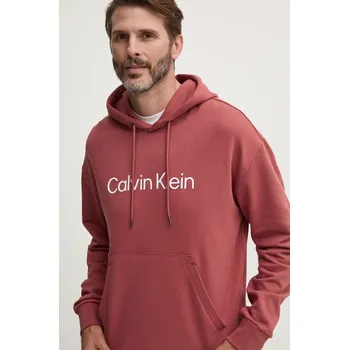 Pánská mikina Bavlněná mikina Calvin Klein pánská, fialová barva, s kapucí, s aplikací K10K111345 49X, vel. S