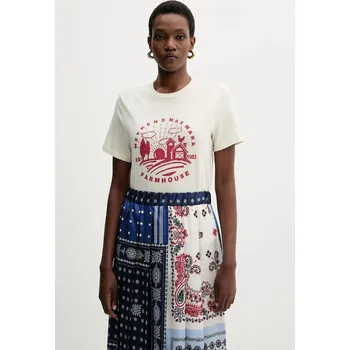 Bavlněné tričko Weekend Max Mara CLOWN 2525976012600 béžová 01X, vel. XL