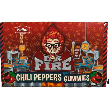 Felko Dr. Fire pálivé gumové bonbóny ve tvaru chilli papriček 80 g